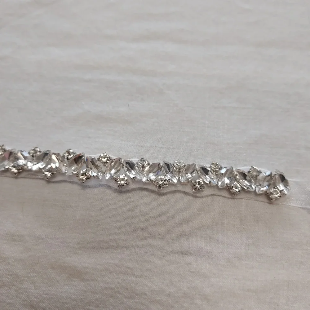 Silver‎ Rhinestone Bridal Sash Wedding Belt Crystal Jewel White Formal Fairycore